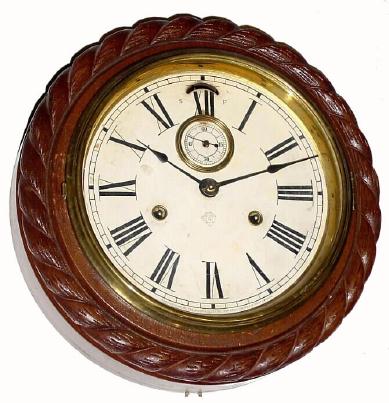 C.1901, Ansonia Clock Co., "Cable Lever", 8-day time/strike lever movement refinished walnut wall clock in very nice condition. — Antique Clocks Price Guide