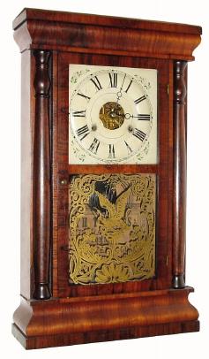 C.1866, Seth Thomas Clock Co., Thomaston, Conn., "Rosewood", 30-hour time/strike column & cornice shelf clock. — Antique Clocks Price Guide