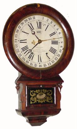 C.1883, Ansonia Brass & Copper Co., "Drop Extra Calendar", 8-day time/strike Terry's Patent calendar clock (William A. Terry). — Antique Clocks Price Guide
