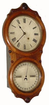 C.1880, Seth Thomas Clock Co., "Office Calendar No. 7", 8-day calendar timepiece, as-found, less veneer on bezels. — Antique Clocks Price Guide