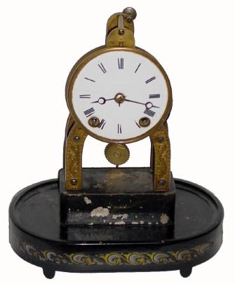 C.1870, Terry Clock Co., 8-day skeleton timepiece. The painted iron base is in good condition with original decoration. — Antique Clocks Price Guide