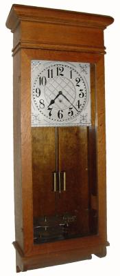 C.1910, Hansen Mfg, Princeton, Indiana, 8-day spring driven master bell control clock in good, as-found condition. — Antique Clocks Price Guide