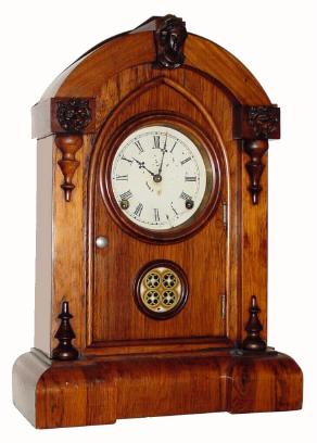 C.1880, William L. Gilbert Clock Co., "Keystone", 8-day time/strike shelf clock. — Antique Clocks Price Guide