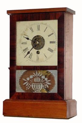 C.1852, Silas B. Terry & Co, 30-hour time & alarm cottage timepiece, in good condition except for the replaced hands which are a little large. — Antique Clocks Price Guide