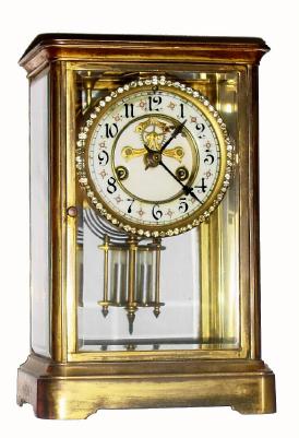 C.1910, Waterbury Clock Co., "TOULON", glass & brass crystal regulator in generally good original condition. — Antique Clocks Price Guide