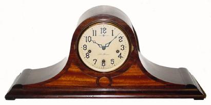 C.1925, New Haven Clock Co., "Romany" 8-day Westminster chime tambour mahogany mantel clock in very nice condition. — Antique Clocks Price Guide