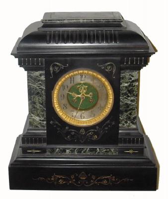 C.1890, French, Large Onyx & Marble mantel clock, with open escape, with restorations. — Antique Clocks Price Guide