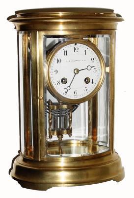 C.1910, French, for J. E. Caldwell & Co., Philadelphia, signed on the dial and imprinted on the movement, oval crystal regulator in generally good condition. — Antique Clocks Price Guide