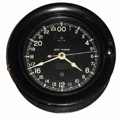 C.1940, Seth Thomas Clock Co., 8-day lever movement black bakelite case ward room or deck ship's timepiece in very nice condition — Antique Clocks Price Guide