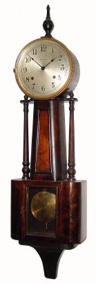 C.1920, E. Ingraham & Co., "Nile", 8-day time/strike banjo wall clock in very nice condition with an original finish that is worn in places. — Antique Clocks Price Guide