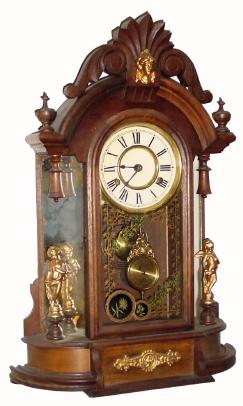 C.1911, New Haven Clock Co., "Occidental" 8-day time/strike walnut mantel clock in generally good restored condition. — Antique Clocks Price Guide