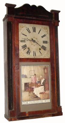 C.1838, Daniel Pratt, Reading, Mass, stenciled column and splat, 30 hour wooded works, as-found, in need of restoration. — Antique Clocks Price Guide