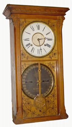 C.1880, Ithaca Belgrade double dial calendar, 8-day time & strike, as-found, incomplete case. — Antique Clocks Price Guide