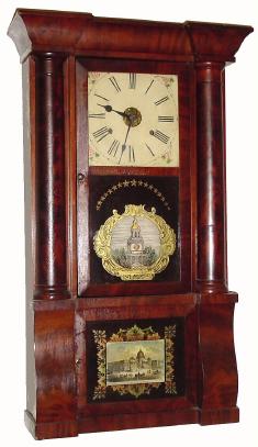 C.1852, Birge, Peck & Co. 8-day time/strike column and cornice shelf clock in very good condition, with some problems. — Antique Clocks Price Guide