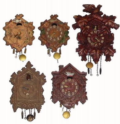 C.1935, A lot of 5, Mixed Lux & Keebler mini pendulettes, as-found. — Antique Clocks Price Guide