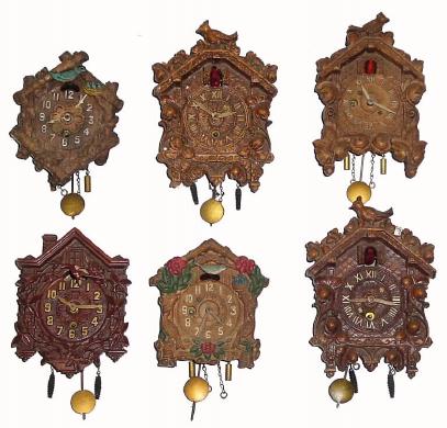 C.1935, A lot of 6, Mixed Lux & Keebler mini pendulettes, as-found. — Antique Clocks Price Guide