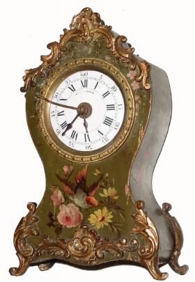 C.1890, German, Mini Alarm clock in the Swiss Neuchatel style, as found with wear. — Antique Clocks Price Guide