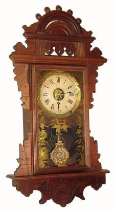 C.1890, Seth Thomas, "Hanging Eclipse", as-found. The walnut case has been refinished. — Antique Clocks Price Guide