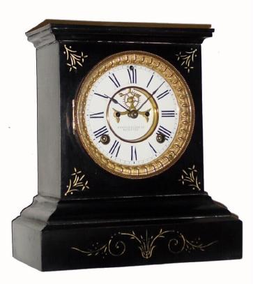 C.1894, Ansonia Clock Co., 8-day time/strike enameled iron case mantel clock in good restored condition. — Antique Clocks Price Guide