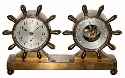 C.1936, Chelsea Clock Co., "ADAMS" Clock & Barometer /thermometer desk set in good original condition. — Antique Clocks Price Guide