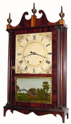 C.1820, Eli Terry, Plymouth, Conn., (with the oval engraved Terry label), Pillar & Scroll shelf clock, in outstanding condition, with restorations. — Antique Clocks Price Guide