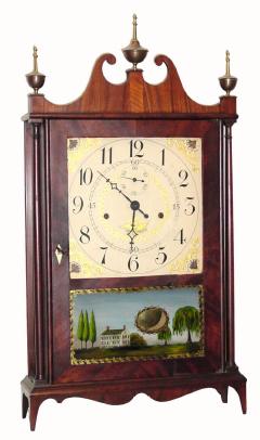 C.1820, Seth Thomas, Plymouth, Conn., 30-hour wood movement time/strike, "Off-Center" Pillar and Scroll shelf clock. — Antique Clocks Price Guide