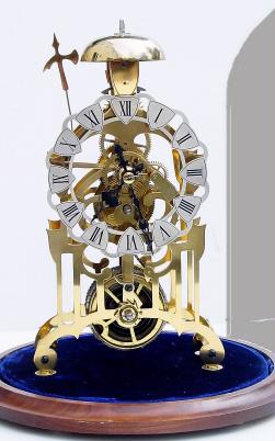 Mid 20th Century, English, Passing Strike Skeleton clock in a rafter frame patterned after an original by Haycock of Derbyshire. — Antique Clocks Price Guide