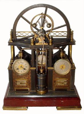 C.1890, French, "Flywheel & Steam Boiler", automaton from the Industrial Series of clocks, and in excellent original condition. — Antique Clocks Price Guide