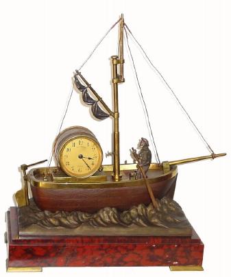 C.1890, French, "Oarsman", automaton from the Industrial series of clocks, and in very good condition. — Antique Clocks Price Guide