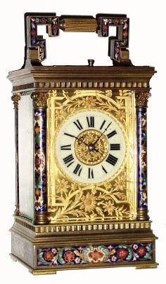C.1900, French Carriage Clock,  Angle Riche Case with Corinthian columns and in very good original condition. — Antique Clocks Price Guide
