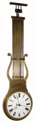 C.1870, French, Brass Cased, Double Dialed ceiling mounted "pendule", with the spring driven pinwheel movement housed between the two 11.5" porcelain dials. — Antique Clocks Price Guide