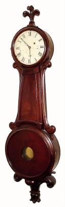 C.1825, Vermont Banjo, attributed to Curtis & Clark, with restorations. This is a relatively good example of their Vermont work. — Antique Clocks Price Guide