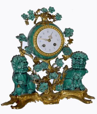 C .1890, French, Paintre (signed on movement) ormolu & porcelain clock in Chinese motif, and in very good original condition. — Antique Clocks Price Guide