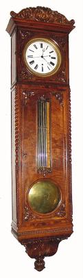 C.1860, French, Pinwheel Regulator in a carved walnut case of exceptional quality. — Antique Clocks Price Guide