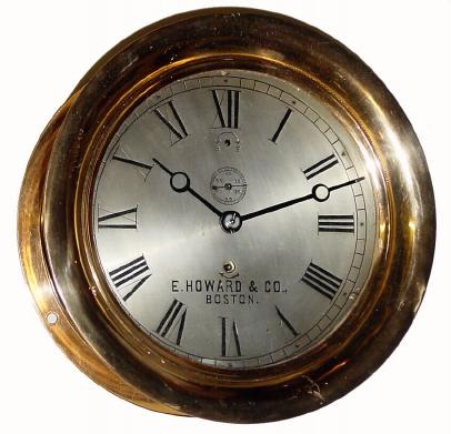 C.1890, E. Howard & Co., Boston, 7.5 inch Ships Timepiece, in excellent original condition, cleaned and running. This is a great example of these well made and rugged clocks. — Antique Clocks Price Guide
