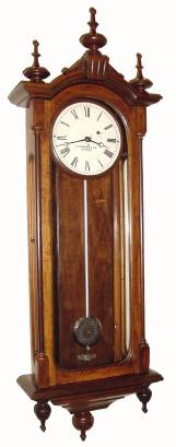 C.1890, E. Howard & Co., Boston, "No. 59 Regulator", with original 8-inch dial. This clock is in excellent condition, the finish on the walnut case professionally redone some time ago and with nice patina. — Antique Clocks Price Guide