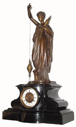 C.1885, French, Large Conical Pendulum "Yarn Spinner", marble & bronze clock in outstanding original condition. — Antique Clocks Price Guide