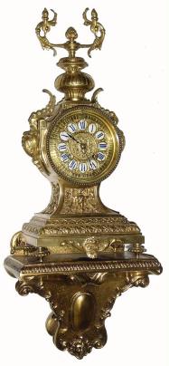 C.1890, French, Bronze Clock & White Metal Bracket, in very good restored condition. — Antique Clocks Price Guide
