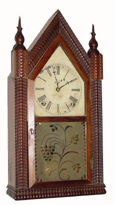 C.1845, Forestville Manufacturing Co., (J. C. Brown), 8-day time/strike ripple steeple shelf clock in very good to excellent original condition. — Antique Clocks Price Guide
