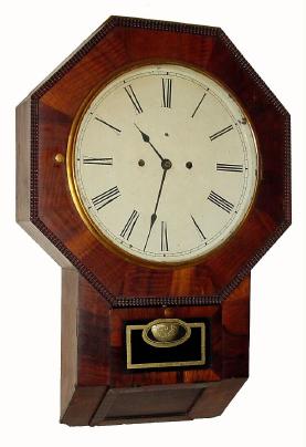 C.1850, Atkins, Whiting & Co., Bristol, Conn., 30-Day wagon spring in drop octagon case. — Antique Clocks Price Guide