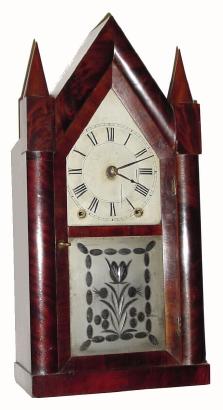 C.1845, Brewster & Ingrahams, Bristol, Conn., 8-day time/strike steeple clock. — Antique Clocks Price Guide