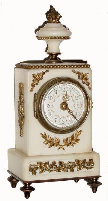C.1890, French, Mini White Marble & Ormolu timepiece in good condition. — Antique Clocks Price Guide