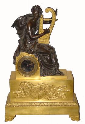 C.1830, French, Ormolu & Bronze Figural Clock, "VENUS" at the Harp. — Antique Clocks Price Guide