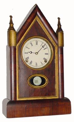 C.1866, Gilbert Mfg. Co., Calendar Steeple, G. B. Owen Patent, in excellent original condition. — Antique Clocks Price Guide