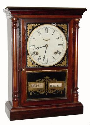 C.1867 (dated label), Jerome & Co., "Hubbell & Boardman Patent Improved Calendar", in excellent restored condition. — Antique Clocks Price Guide