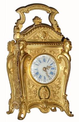 C.1900, French, Brass Cased Carriage clock, Art Nouveau with female caryatids, time, strike, repeat & alarm in excellent original condition. — Antique Clocks Price Guide