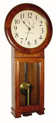 C.1905, Seth Thomas, Regulator No. 2, in excellent condition, with nice dial and super label, the oak case attractively refinished. — Antique Clocks Price Guide