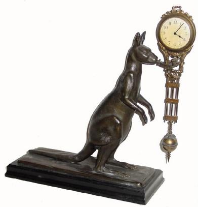 C.1905, German, Junghans, "Kangaroo" swinger figural timepiece in very good original condition. — Antique Clocks Price Guide
