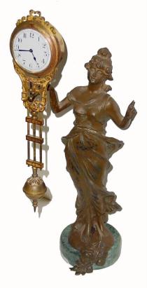 C.1905, German, Junghans, "Diana", swinger figural timepiece in good condition — Antique Clocks Price Guide