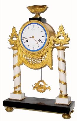 C.1825, French, Portico Clock, Ormolu & marble, less top floral display (urn is there). — Antique Clocks Price Guide